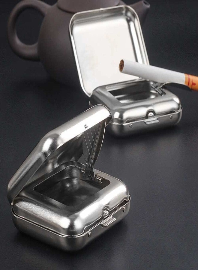 Teensery Stainless Steel Ashtray Mini Compact Ash Tray Portable Pocket Ash Holder with Lid for Indoor or Outdoor Use, 1 Piece - Image 3